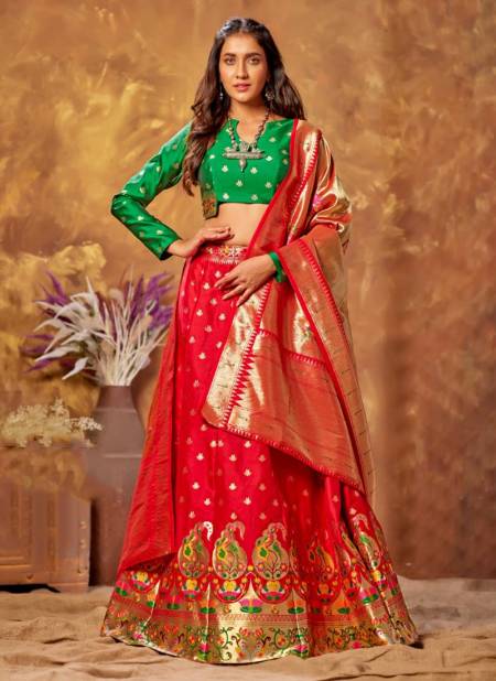 Red Latest Festival And Function Wear Designer Silk Lehenga Collection 2398 B
